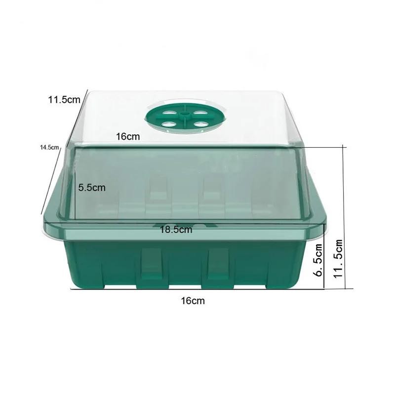 

12Grids Поддоны для рассады Набор для начинающих семян Мини-пропагатор Набор для выращивания растений с куполами для вентиляции и основанием для семян зелёный