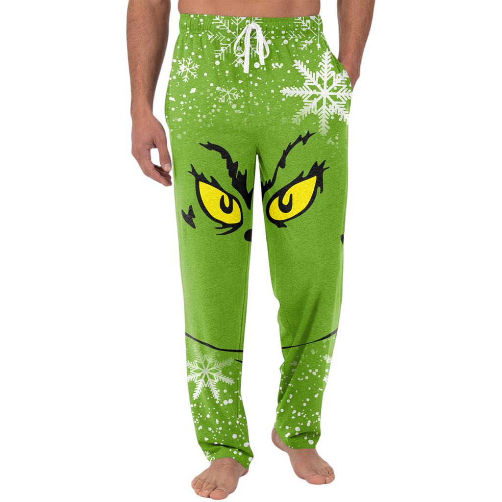 Men's Knitted Fashion Print Pocket Casual Pants Pajama Pants