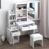 Compact Modern Makeup Dressing Table with Sliding Mirror and Integrated Storage