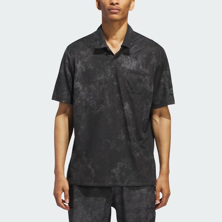 Adidas Adicross Polo Shirt Tie-Dye Cuffs Logo Short Sleeve Polo Men Tops Black IT8323