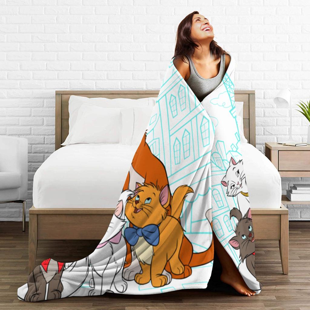 Aristocats Cats Family Cartoon Blanket Fleece Summer Portable Warm Throw Blankets for Bedding Couch Bedspreads