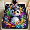 Cute Cartoon Penguin Pattern Flannel Printed Blanket Suitable for All Seasons Suitable for Living Room Office Sofa and Travel