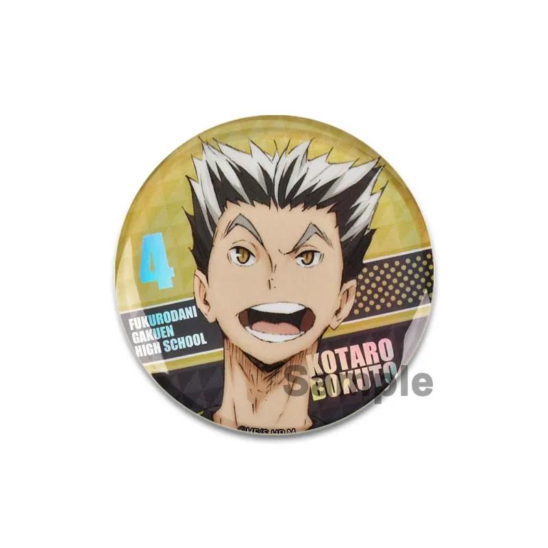 32/44/58mm Hot Sale Anime Japonês Haikyuu Tinplate Pins Mochila Engraçado Broche Emblemas Shoyo Hinata Timeskip Sakusa Atsumu Presente Periférico