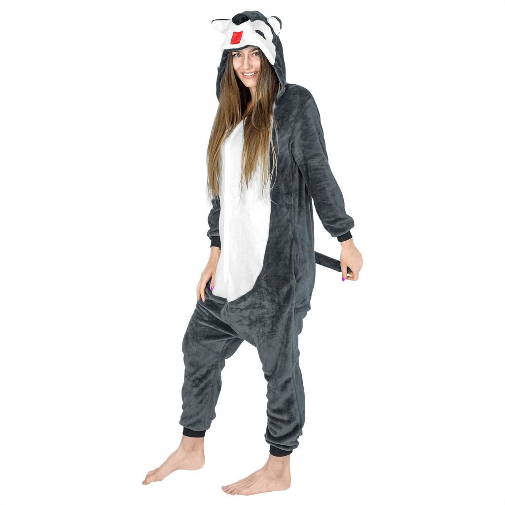 Warm men's pajamas kigurumi husky onesie jumpsuit adult costume m Husky Onesie Costume - M