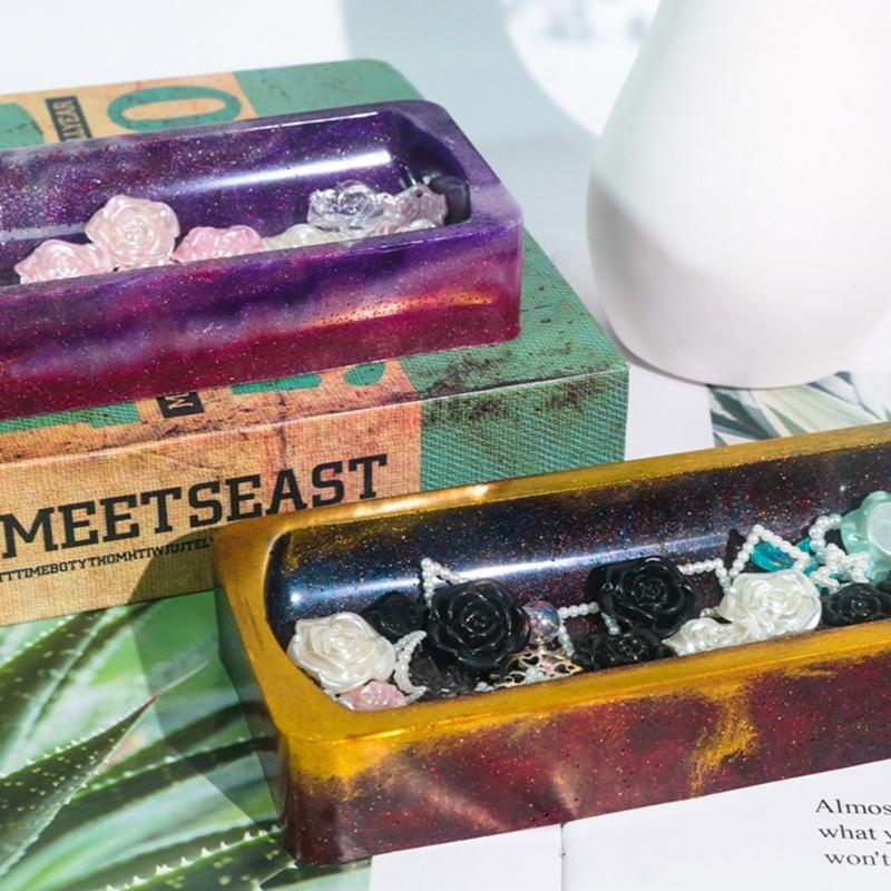 DIY Storage Tray Mold Jewelry Organizer Resin Mould for DIY Craft Trinket Dish