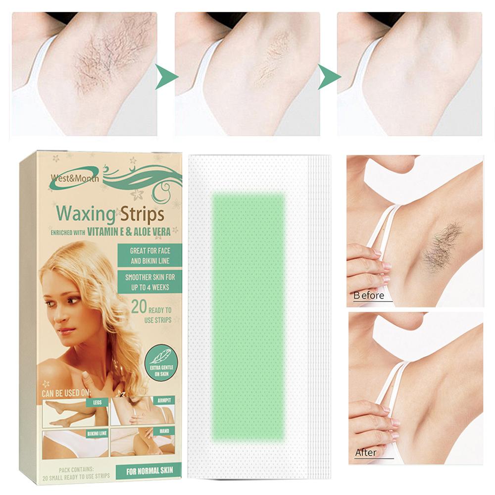 20 Stick Professional Hair Removal Wax Strips For Summer Depilation Double Sided Cold Wax Paper For Leg Body Face Useful