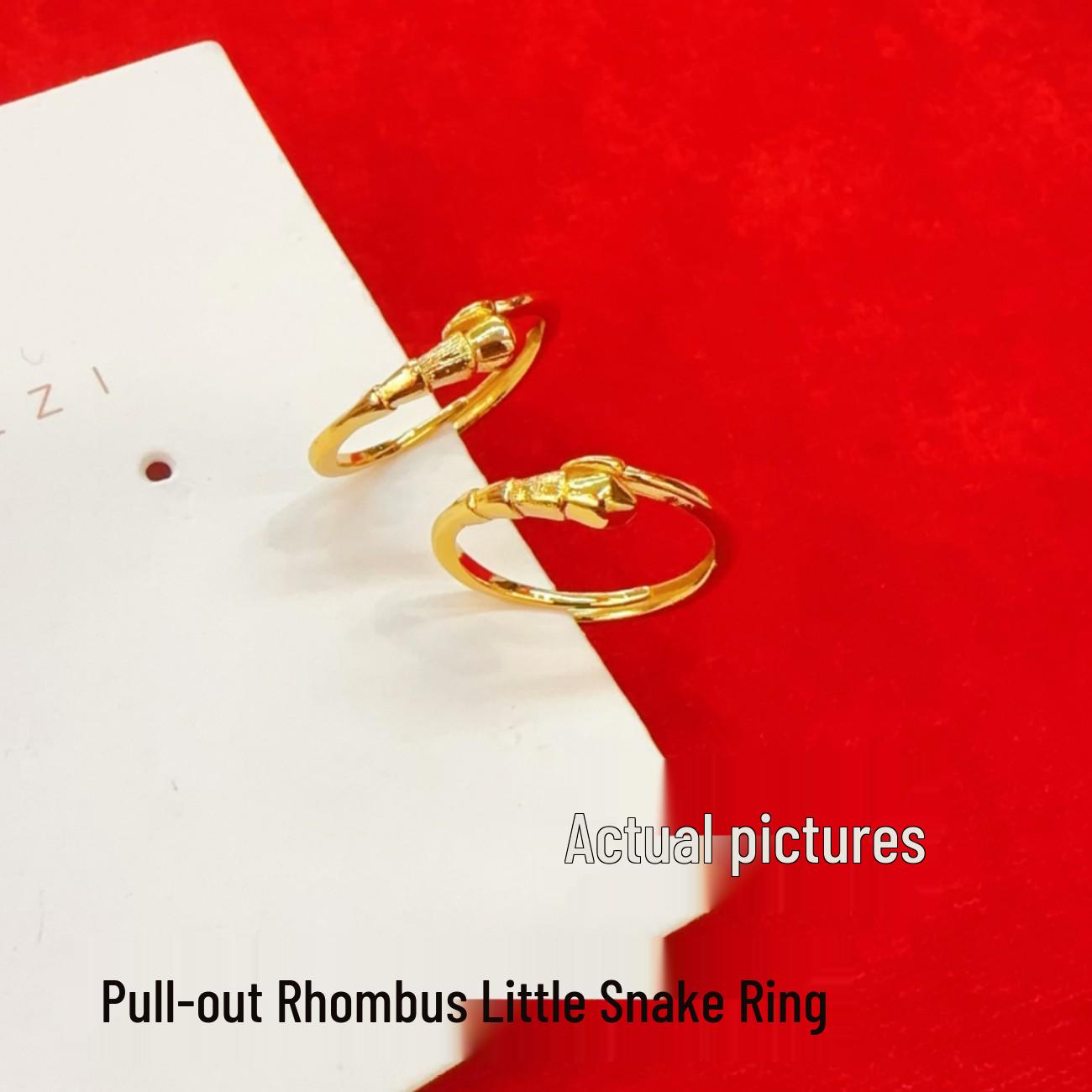 

Golden Brushed Snake Jewelry Set: Necklace, Stud Earrings, and Ring in Flowing Gold Imitation Vietnam Sand Gold