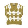 Spring 2025 European & American Style Diamond Pattern Jacquard Knit Vest for Women