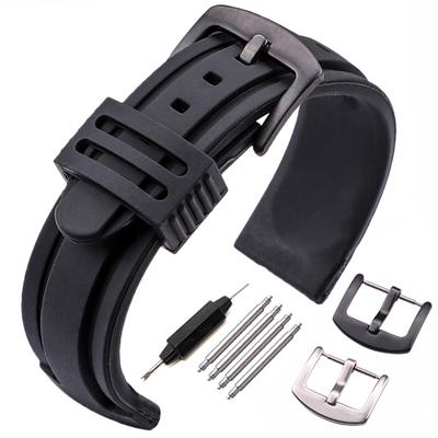 Řemínek k hodinkám 22 mm 24 mm silikonový řemínek k hodinkám Sportovní měkký potápěčský gumový řemínek hodinek Náramek s kolíčkem z nerezové oceli Příslušenství k náramku