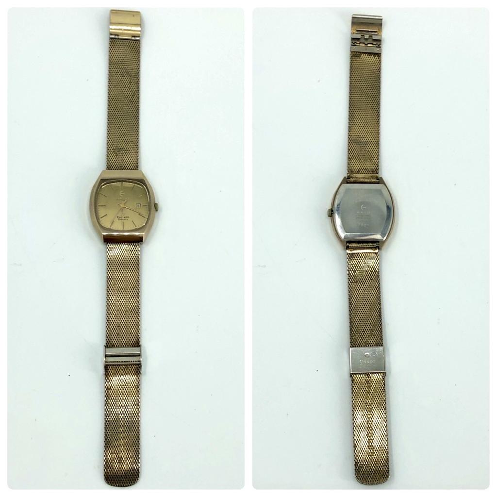 Working Good RADO BALBOA V K161 Vintage Quartz QZ Battery Powered Gold Dial Date Mesh Strap Men's Watch No Water Resistance Rating 3-Hand