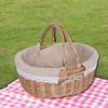 Handcrafted Outdoor Picnic Basket with Lid, Farmhouse Removable Lining, Storage Basket, Serving