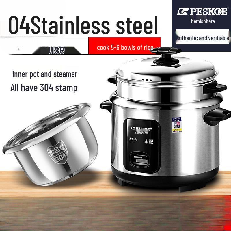 316 Stainless Steel Electric Rice Cooker, 5L Capacity, Ideal for 1-6 People - Cooks Porridge, Soup, and More