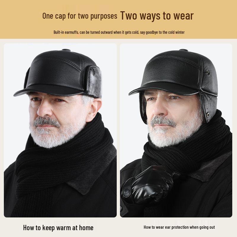 Men's Winter Warm Leather Hat with Ear Protection - Duckbill Style