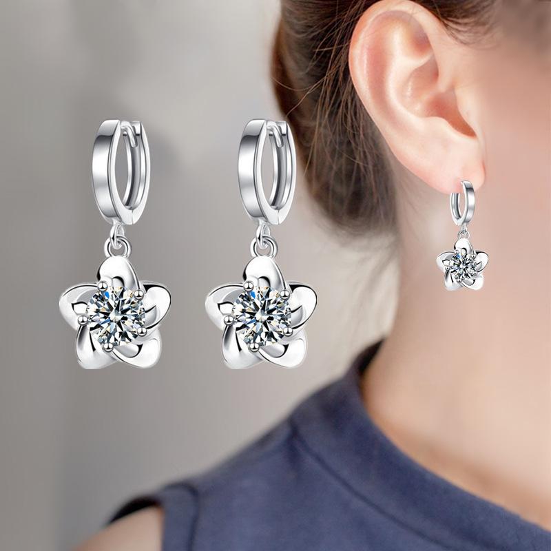 Moissanite Rhinestone Earrings with Plum Blossoms Long Earrings for Women Earrings for Women