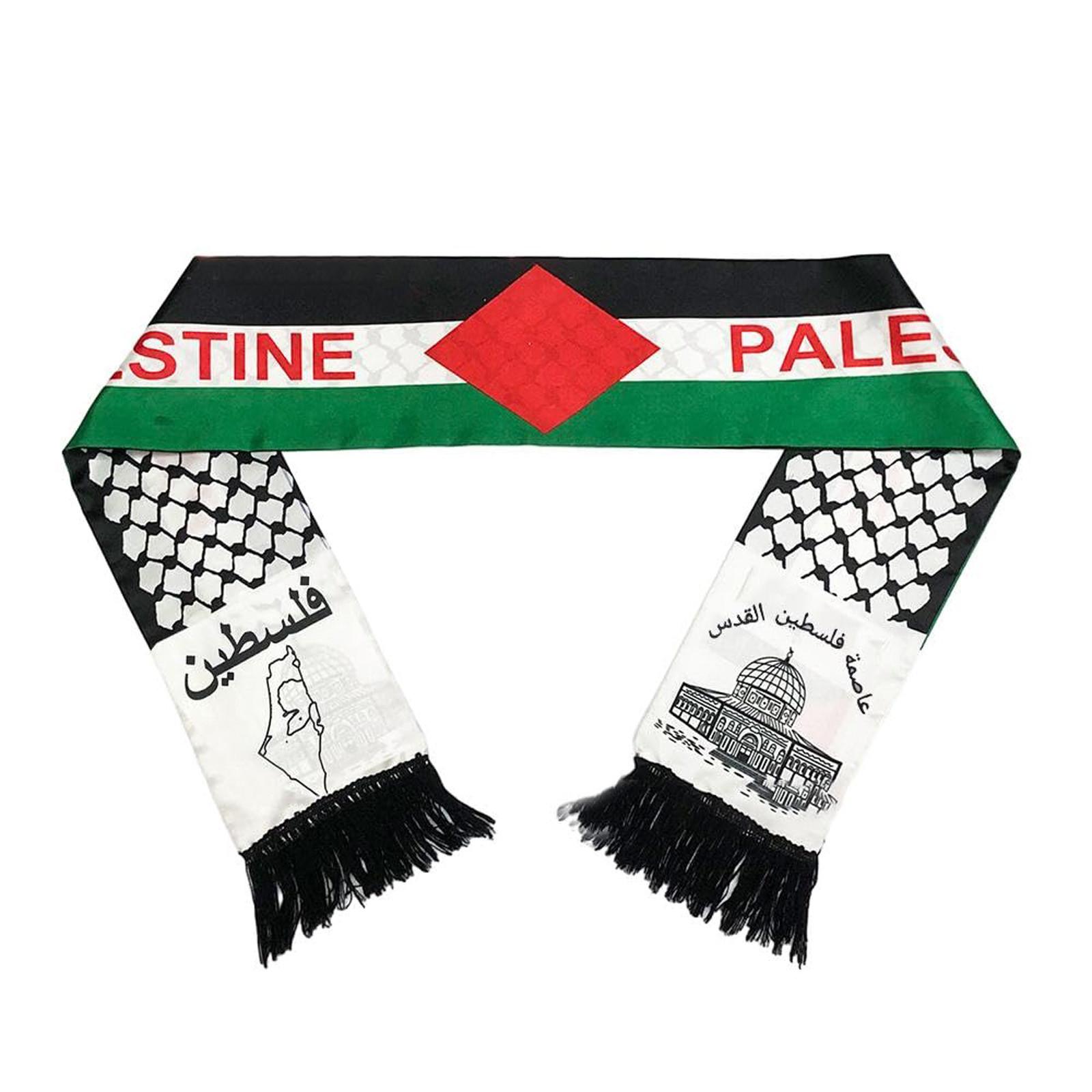 

Шарф с флагом Палестины, двухсторонний шарф, Палестина, Иерусалим, арабский атласный шарф для мужчин и женщин, подарки на свадьбу и праздник One Size