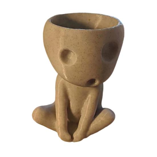 Cute Ghost Planter Resin Sitting Figure Flowerpot серый