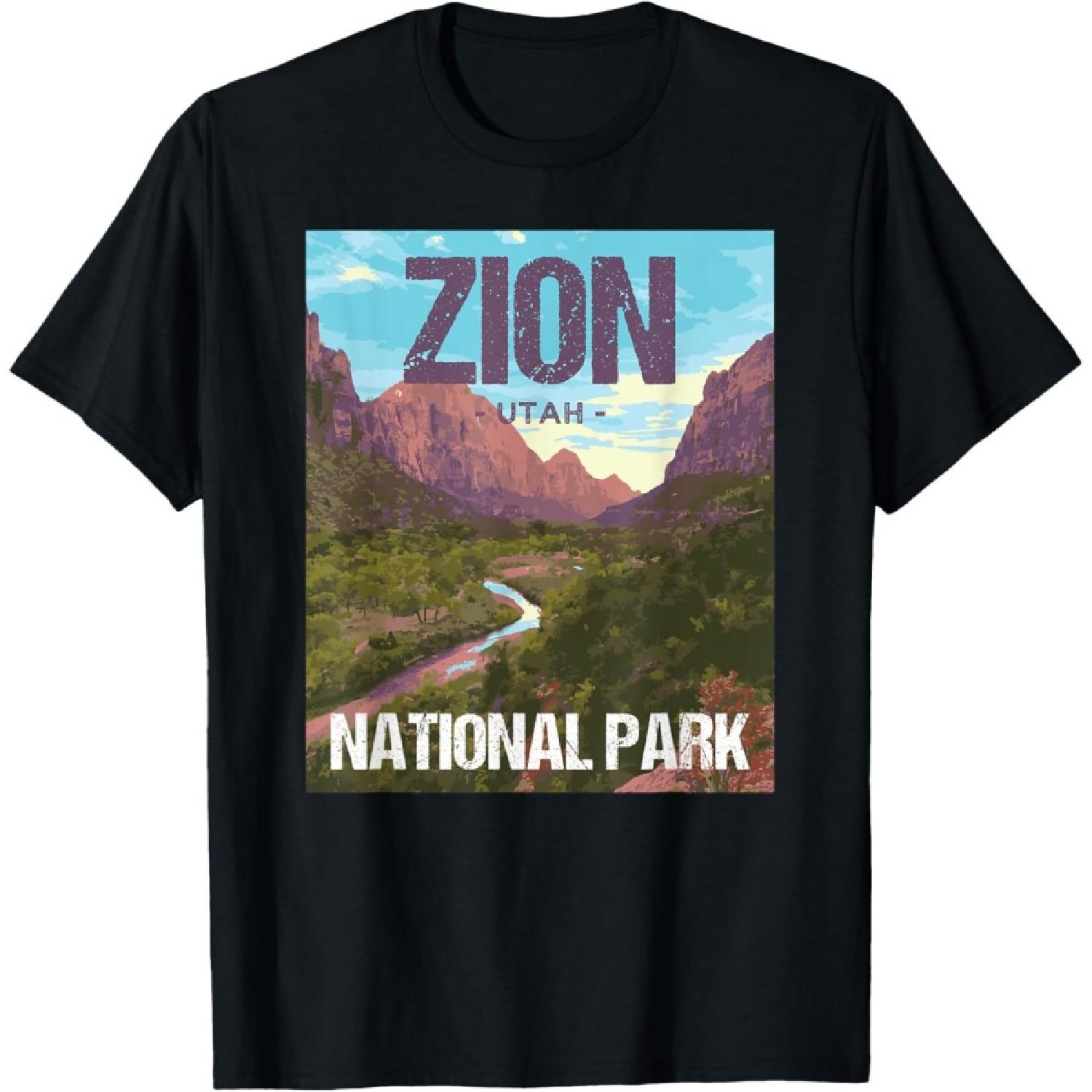 

Zion National Park Utah Poster Design T-Shirt XXXXXL чорний