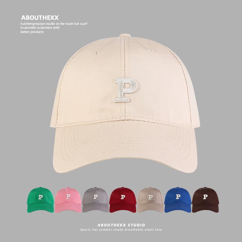 Hat Women's Simple P Letter Baseball Hat Korean Version Versatile Couple Baseball Hat Outdoor Sports Casual Sun Hat Men