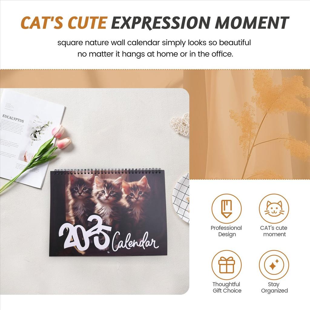 2025+ 2025 Calendar Cats Monthly Wall Calendar, Family Planner Calendar Organizer with Funny Fat Cats Images, for Cats Lovers