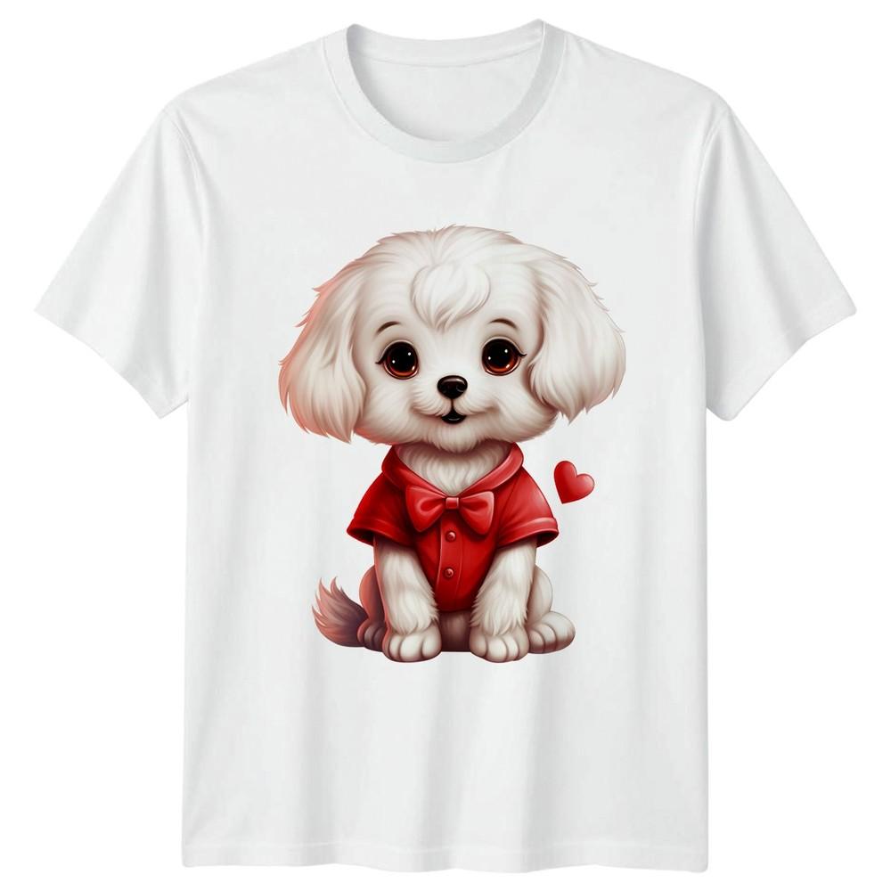 White Puppy Dog Heart Animals Dogs Unisexs TShirt Unisexs Tee Graphic Top S