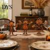 Vintage Halloween Party Supplies 3Pcs Wooden Pumpkin Scarecrow Ornaments, Table Centerpiece, Handcrafted Autumn Favors Desktop Decoration for