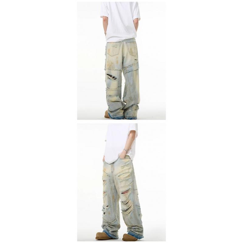 Женские прямые джинсы JYL 13-я линия Летние рваные джинсы с высокой талией и драпировкой S андроид зеленый