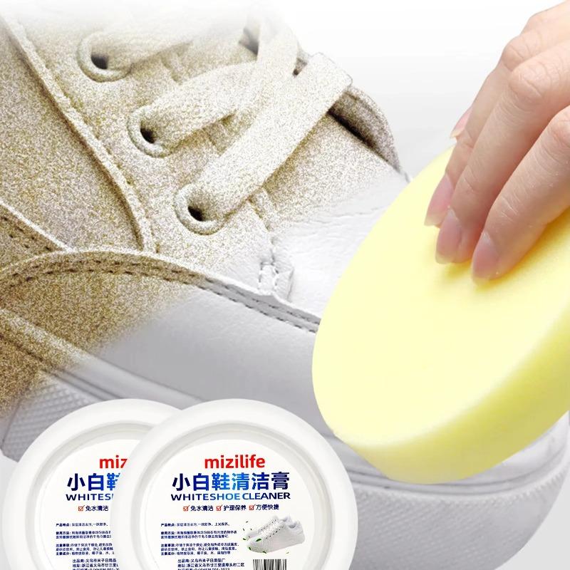 1Pcs White Shoes Cleaning Cream With Spge Multifunctial No-wash Shoes Stains Removel Special Household Shoes Cleaner Kit