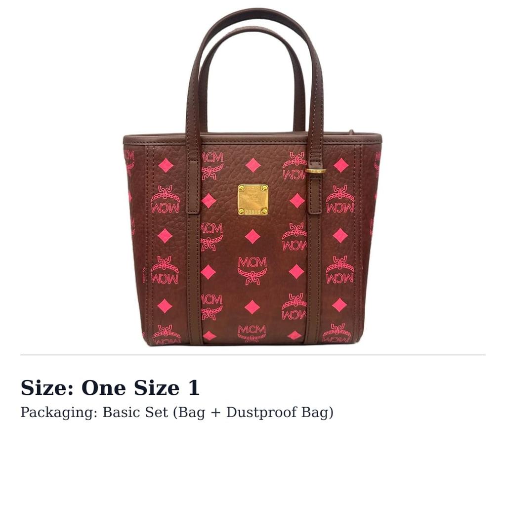 MCM Toni Canvas Tote Handbag Women's Purple & Brown MWPGSMT024B001