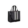 Coach Dempsey 22 Monogram Stripe Logo Decor Fabric With Leather Tote Bag Women tote Black CQ878-SVRT6