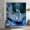 Mermaid Shower Curtain Fairy Tale Castle Fantasy Design Waterproof Fabric Custom Printed for Bathroom Decor Dark Blue Pink Green