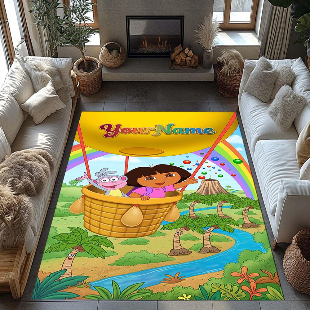 Dora Explorer Customizable Name Floor Rug Office Rug Perfect for Outdoor Dormitory Study room Playrooms Anti-slip Rug Decorate Offices