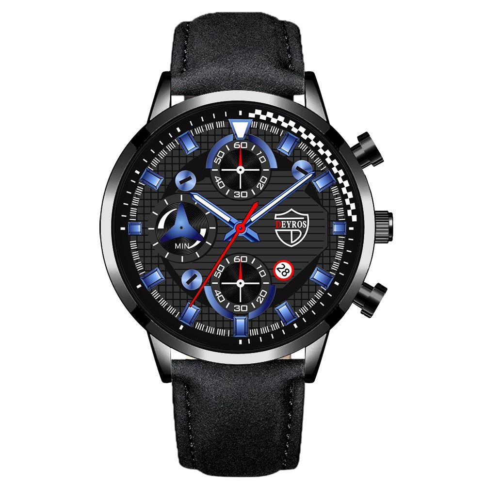 Steel Belt Watch Men'S Trend Fashion Quartz Watch Calendar Luminous