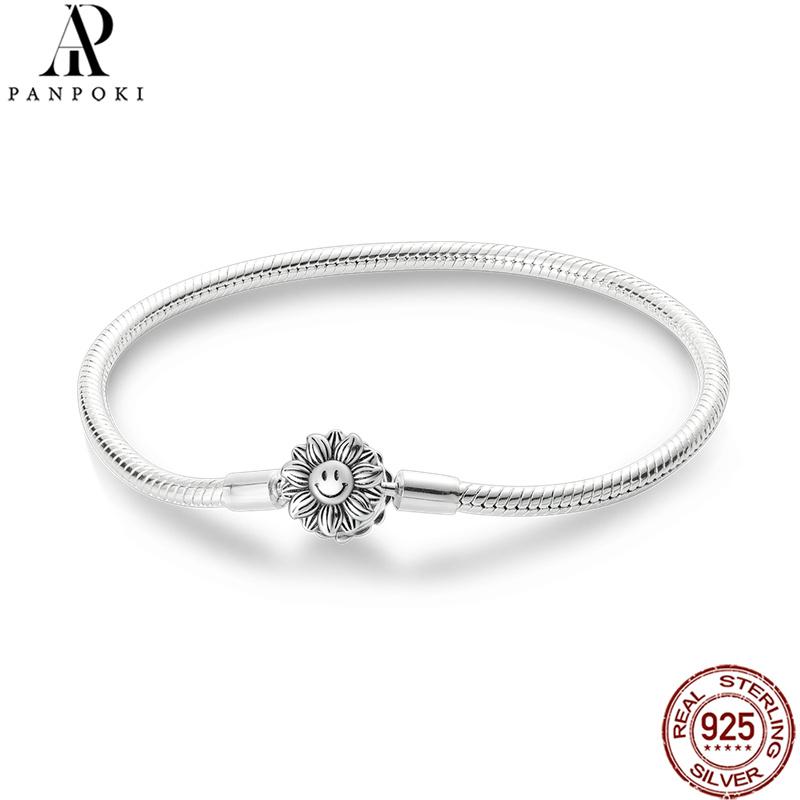 20 Style Original 17CM-20CM 925 Silver Snake Basic Bracelet Heart Moon Star Women DIY CZ Jewelry Fit Beads Charm