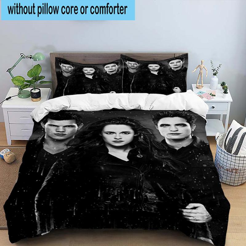 3PCS Eclipse Twilight vampire 3pcs Bedding,Including 3PCS Duvet Cover And 2pcs Pillowcases Perfect for Christmas,Ideal for Bedroom, Dormitory