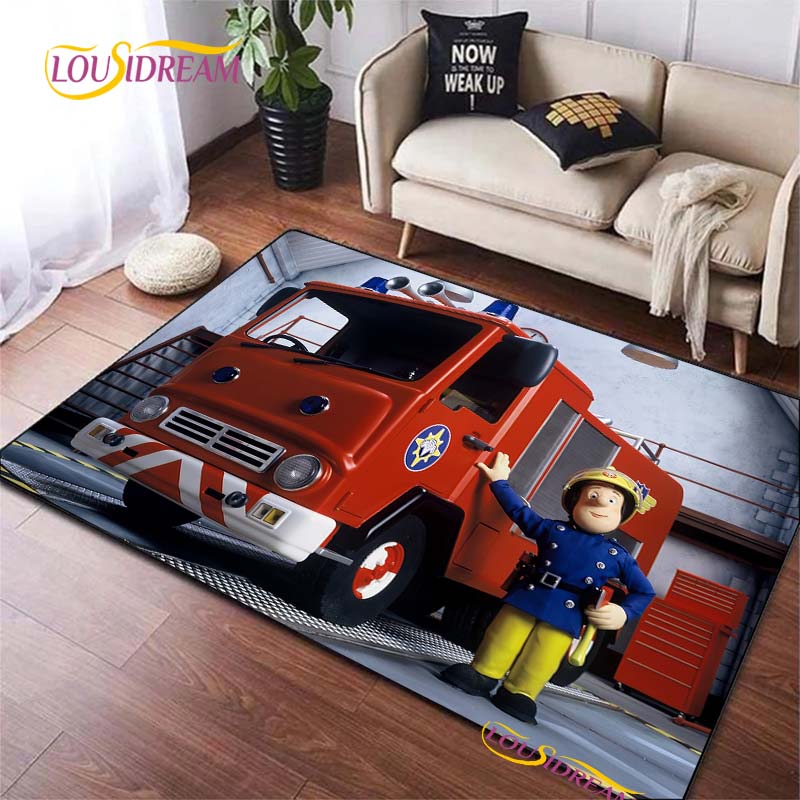 British Classic Animated Fireman Sam Carpet for Living Room Bedroom Area Rugs Kitchen Door Kids un-slip floor Mats birthday gift