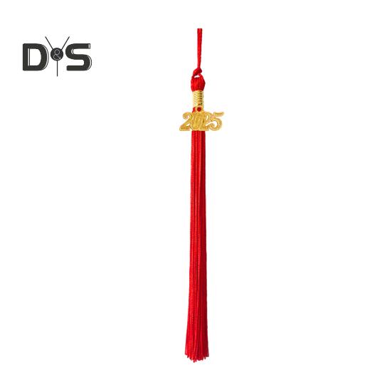 Graduation Hat Tassel with 2025 Date Charm Solid Color 40cm Length Cap Hornor Tassel for Master Bachelor School Graduation Season