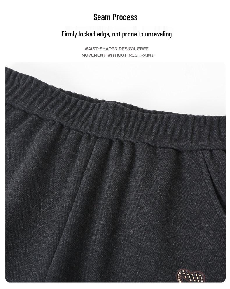 Middle-aged Women's Velvet-Lined Woolen Straight-Leg Pants for Autumn/Winter
