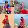 Exotic Ethnic Style Shawl Scarf Silk Scarf Women's Outdoor Beach Towel Sunshade Sunscreen Jacket Travel Summer
