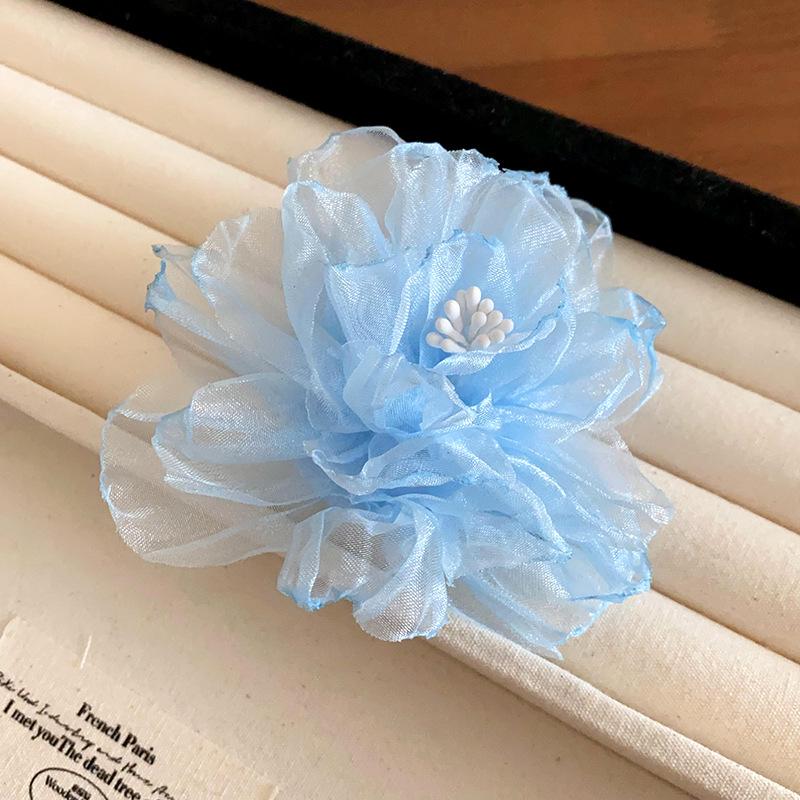Pastoral Mesh Flower Hair Clip - Korean Temperament Duckbill Hairpin for Women