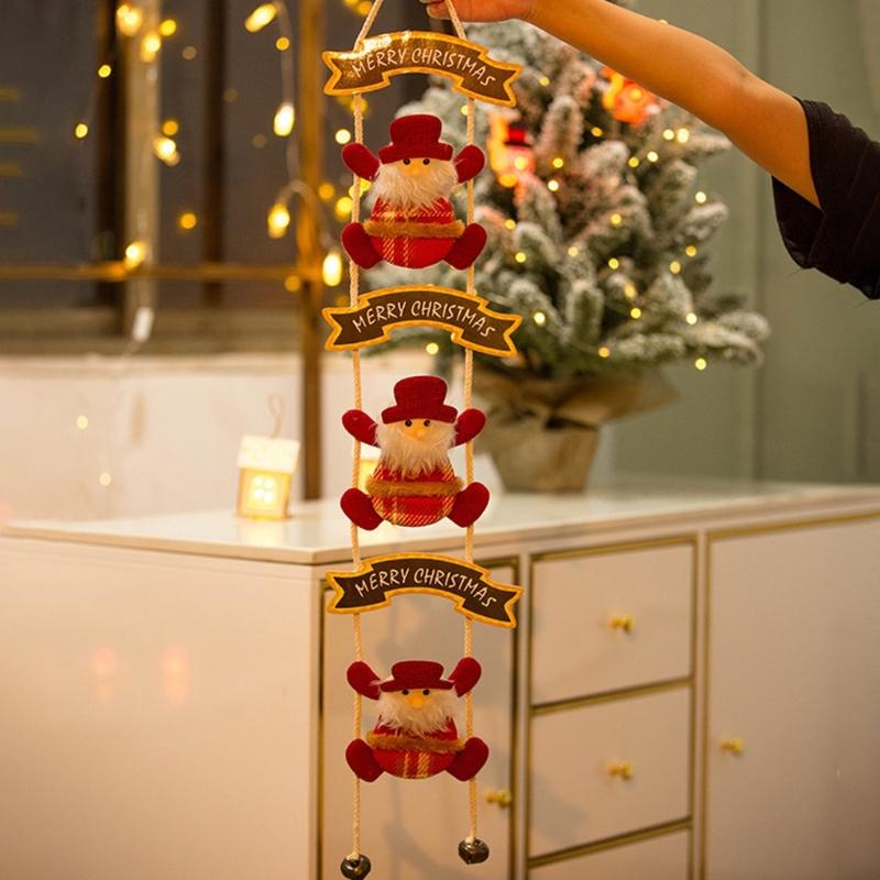 Soft Fabric Santa Deer Hanging Ornament Christmas Tree Decoration For Door Wall Mantels Holiday Party Indoor and Outdoor