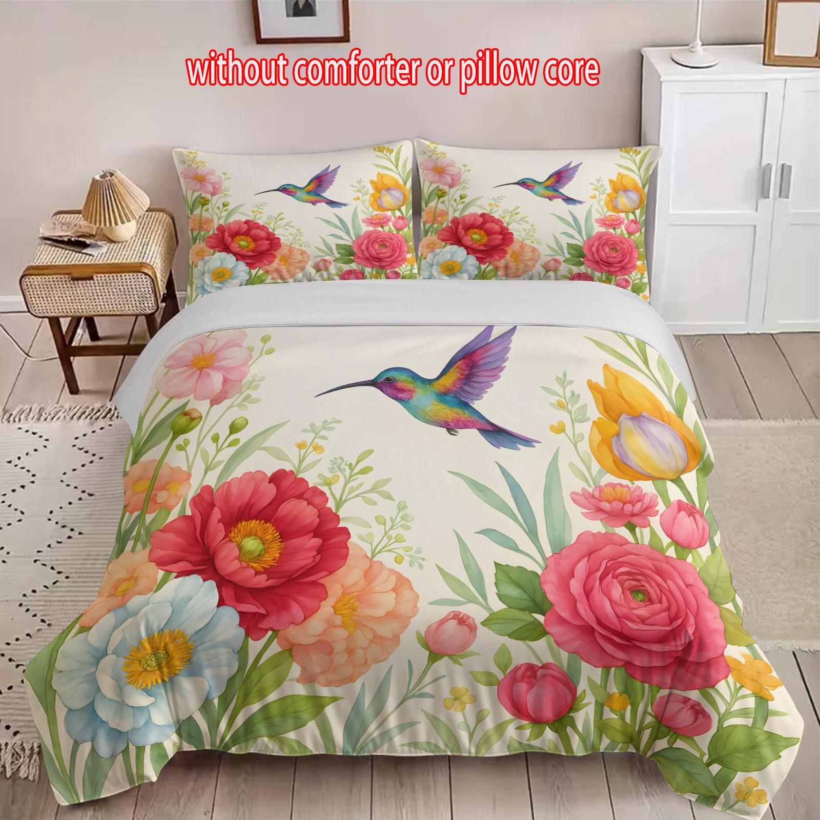 

Flower And Bird Three-Piece 3D Digital Printing Quilt Set cover 90 * 200 + and 50 * 75 * 1