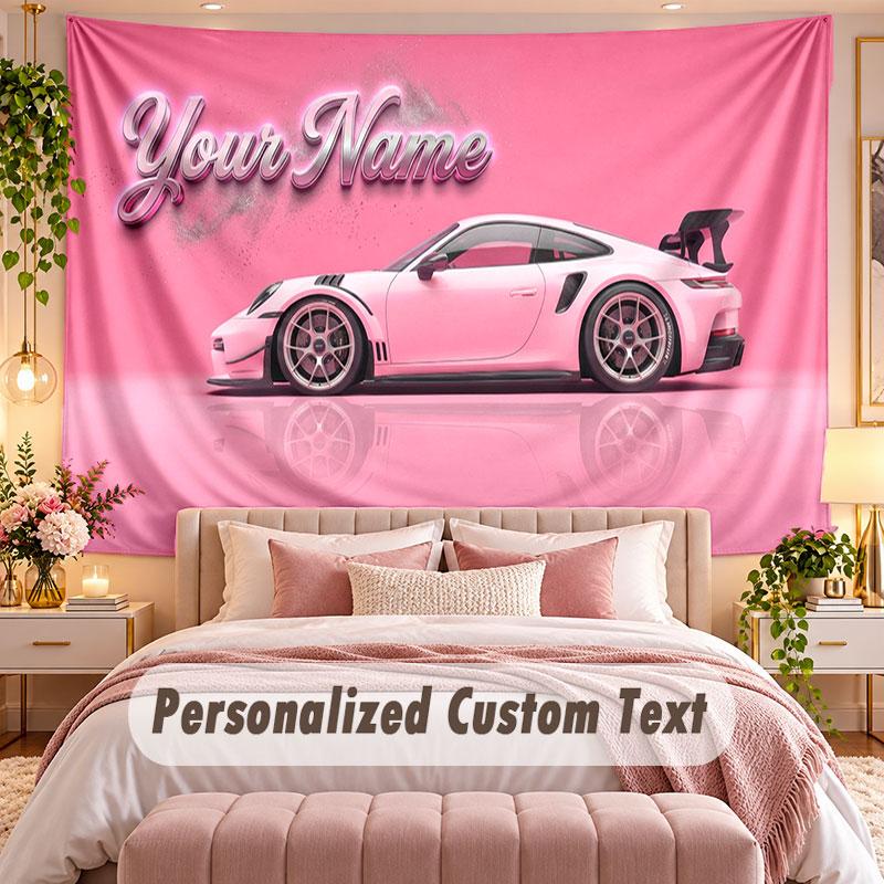 Autorennen (135) Themen-Wandteppich, individuell mit Namen und Text, personalisierter Hänge-Wandteppich für Schlafzimmer, Wohnzimmer-Dekoration