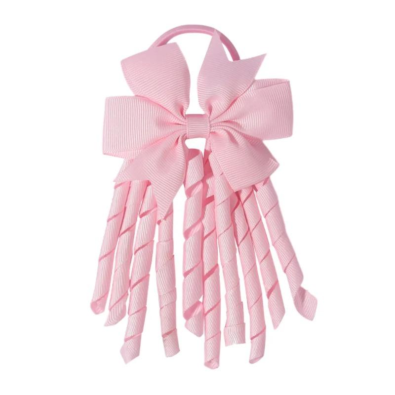 Ribbon-Tassel Hairbands Popular Sweet Cute Rainbow Curly Ribbon Double Ponytail Holder Baby Girls Rubber Bands Hair Accessories