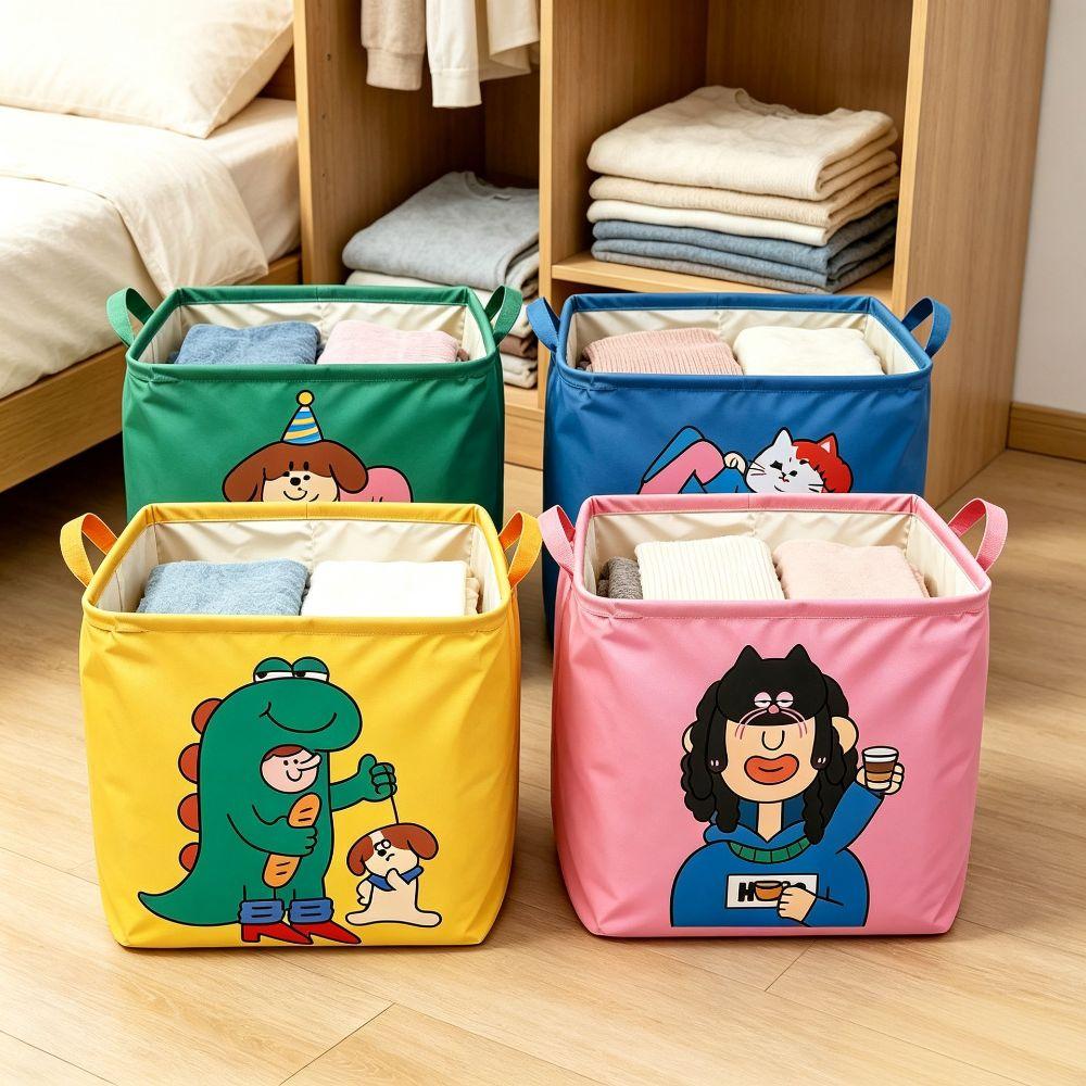 Waterproof Foldable Storage Basket Cartoon Print Car Trunk Organizer New Laundry Hamper Home