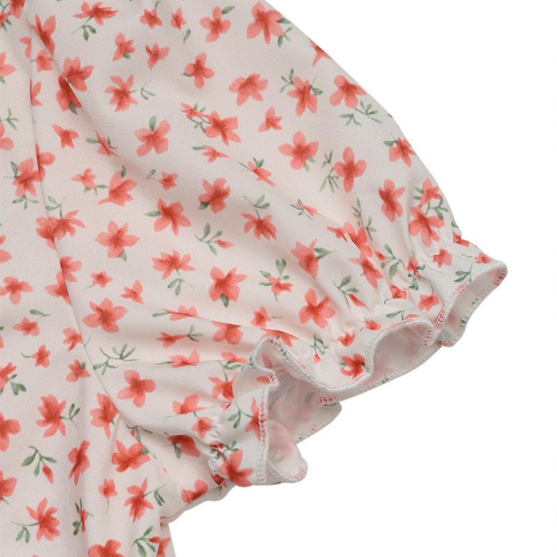 Summer 2026 Floral Print V-Neck Backless Dress – Women's Short-Sleeved Skirt