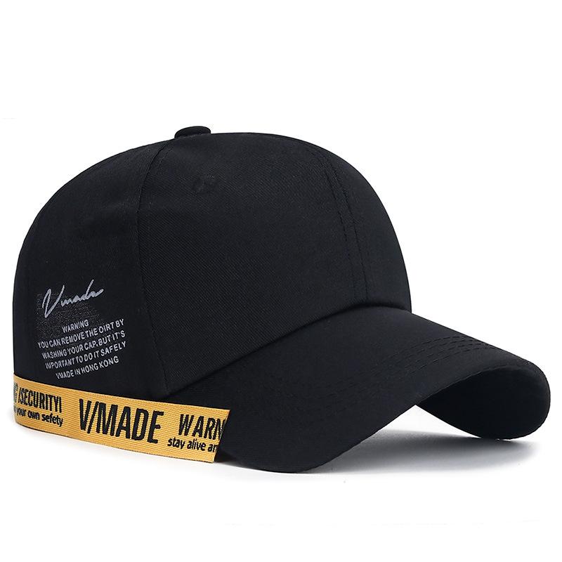 

Корейская версия новой весенне-летней длинной бейсбольной кепки для молодежи и студентов, модная мужская и женская шляпа с буквенным оттенком для пары adjustable чёрный