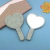 Rhinestone-Embellished Heart-Shaped Handheld Mirror for Makeup Touch-ups