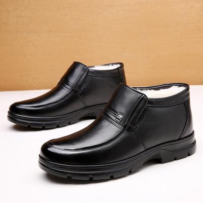 2024 Cold Winter Shoes Men Chelsea Boots Genuine Leather Shoes Men Ankle Boots Warm Cotton Shoes Winter Male Footwear A4877