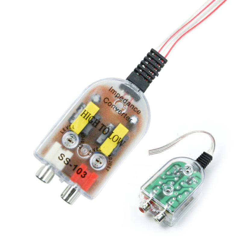 12V Car Audio High to Low Adjustable RCA Line Subwoofer Audio Impedance Converter low audio filter audio output
