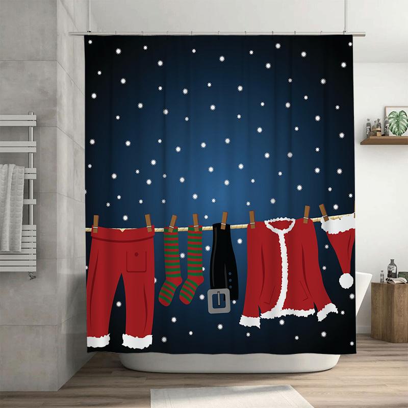 

Tu Santa Claus Christmas Shower Curtain Festive Holiday Bathroom Decor Merry Xmas Pattern Waterproof Home Decor Gift Idea Holida W60H190(CM)-1 Pcs